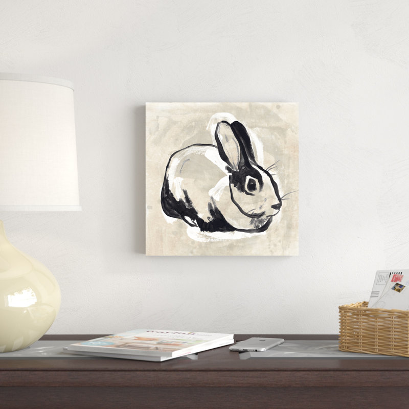 Antique Rabbit I par June Erica Vess - peinture sur toile tendue, H 12 po x l 12 po