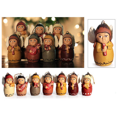 Ornement figurine suspendu en céramique ange noël