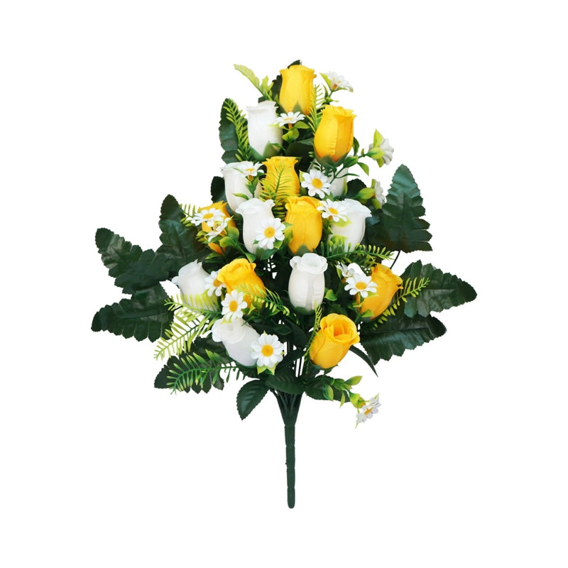 Fleurs de cimetière artificielles, Jaune / Blanc