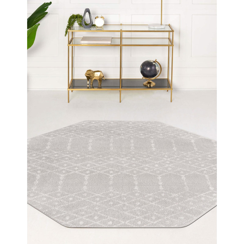 Tapis gris clair Karg, Octogone 5 pi 3 po x 5 pi 3 po