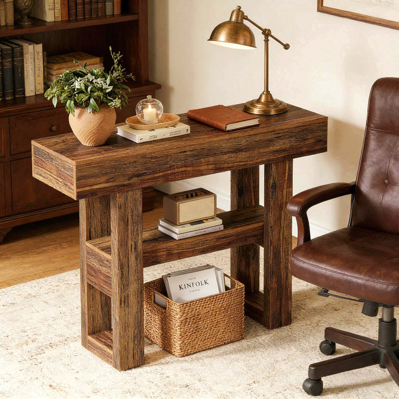 Table de canapé étroite, console, Brun