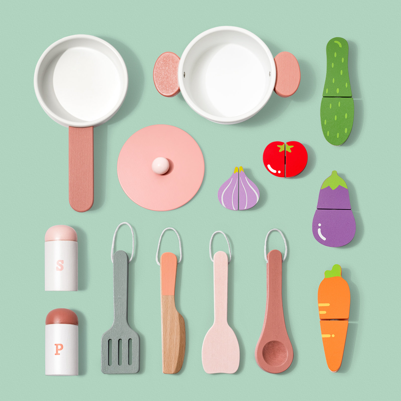 Kids Wooden Play Kitchen Set