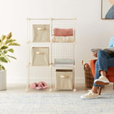 Basics 6 Storage Shelves With 6 Cube Wire Grid, Stackable Cubes
