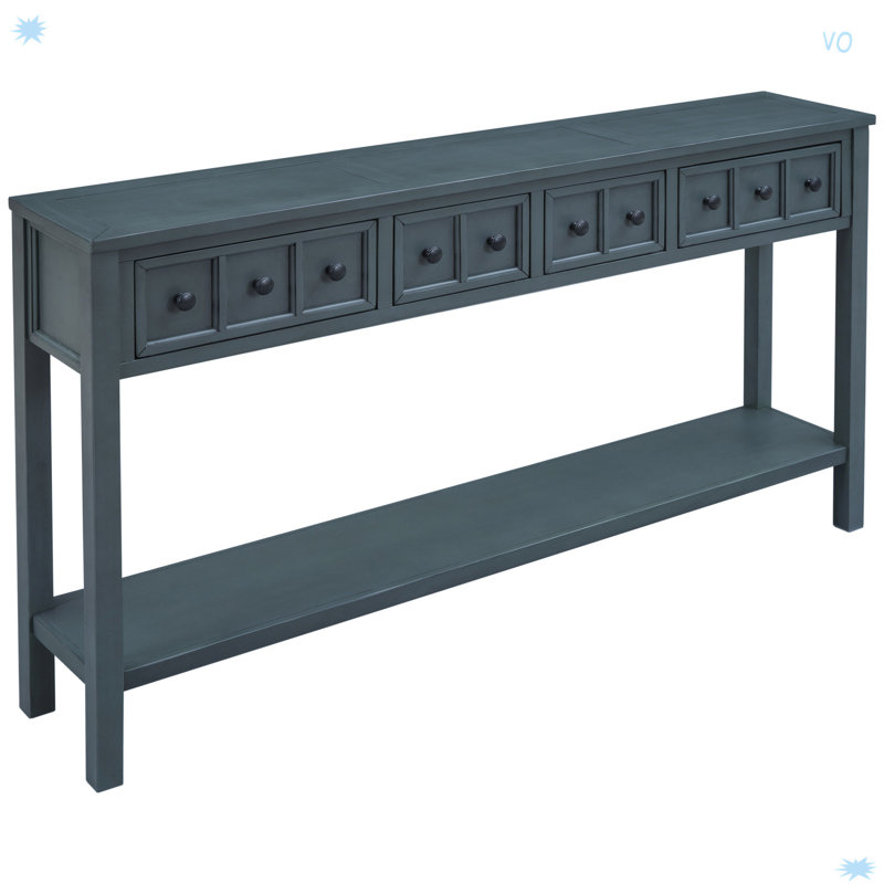 Rustic Entryway Console Table, Long Sofa Table, Navy