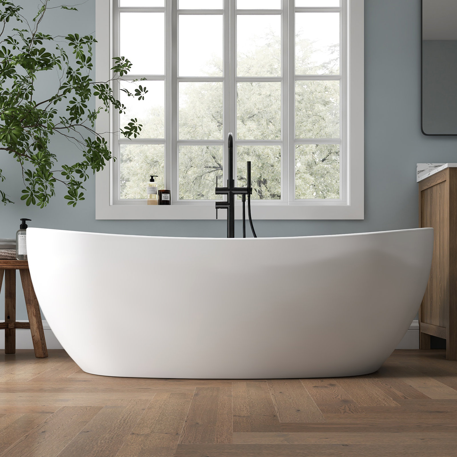 Tidal 65'' Acrylic Freestanding Tub Freestanding Soaking Bathtub