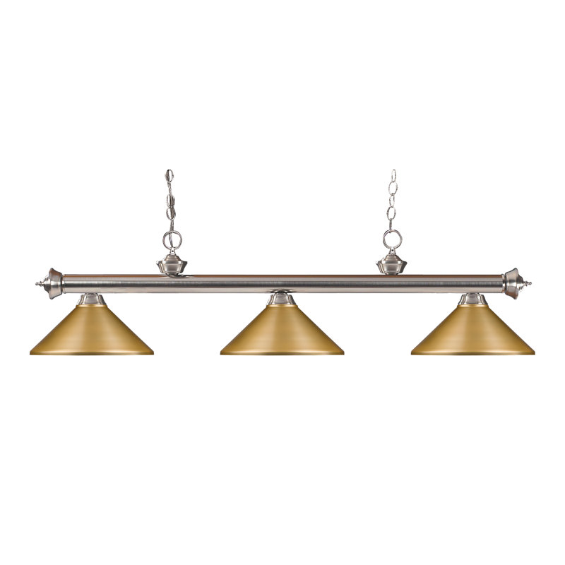 Chevelle 3 - Light Pool Table Lights Pendant, Bronze/Satin Gold, 16" H x 57" W x 14" D, Bronze Metal