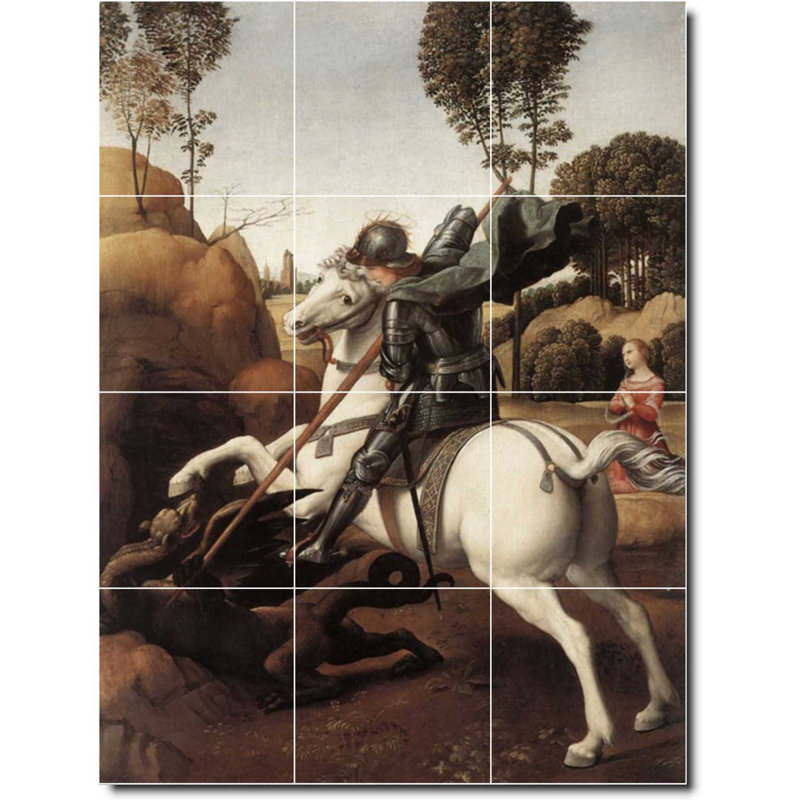 Carreau de céramique décorative 12,75 po x 17 po 4,25 po x 4,25 po, Carrelage mural de peinture Mythologie de Raphaël