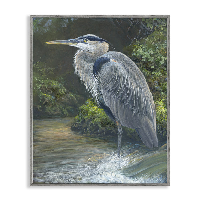 Héron bleu au bord de l'eau, estampe numérique par Laura Mark-Finberg, Estampe numérique Farmhouse, H 14 po x l 11 po