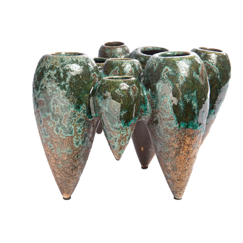 Vase de table en céramique 7 ", Vert mousse