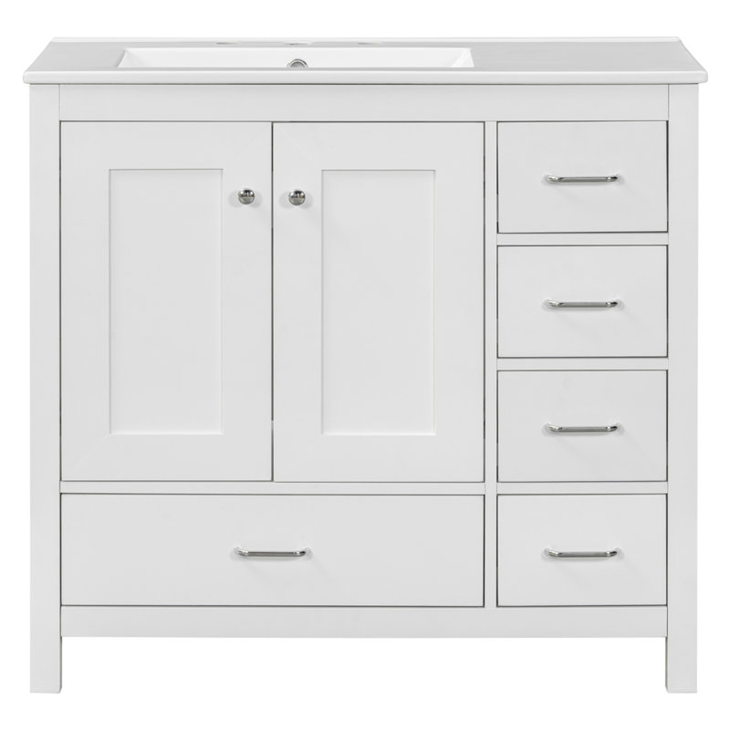 Meuble-lavabo 36 po avec lavabo en céramique, Blanc
