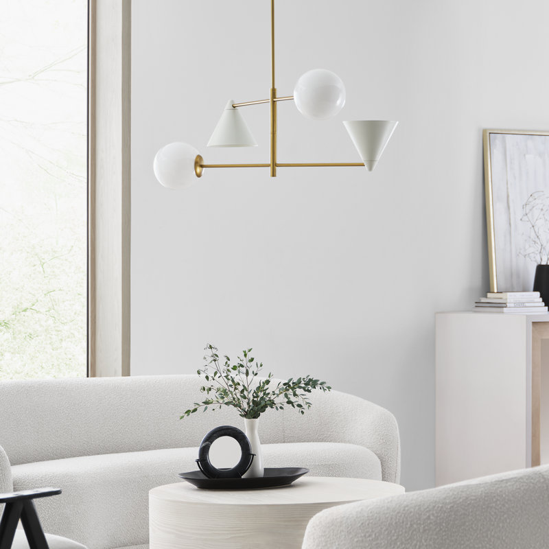 Cosmo 4 - Light Chandelier, White/Black, 16.12" H x 36" W x 36" D