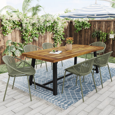 Ensemble de salle à manger d'extérieur moderne 7 pièces avec chaise empilable