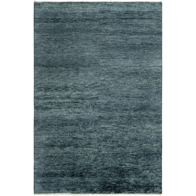 Hand Knotted Wool Area Rug in Blue, Square 10'