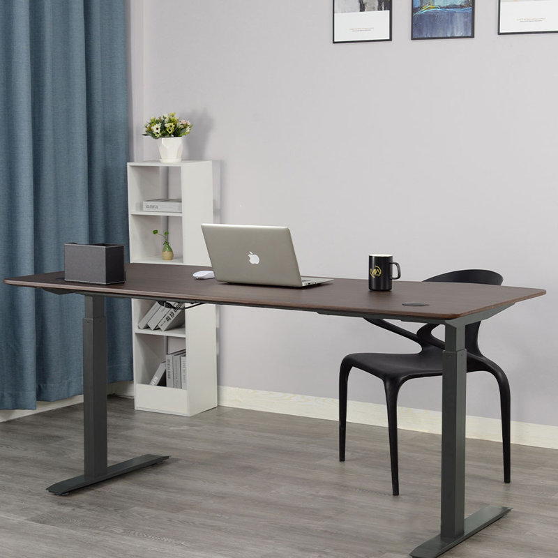 Kaylan PRO Series Ergonomic Curve 30” x 60” Electric Sit-Stand Desk with Dual Motors, American Walnut