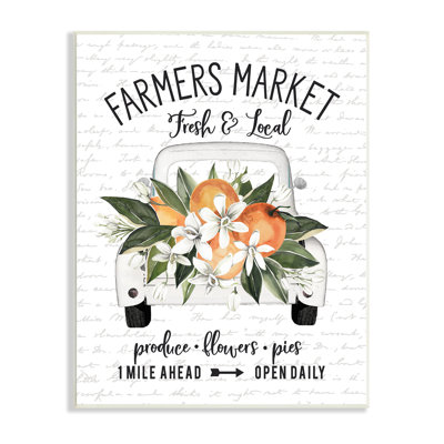 " Farmers Market Orange Blossom Truckload Rustic Sign " by Lettered And Lined