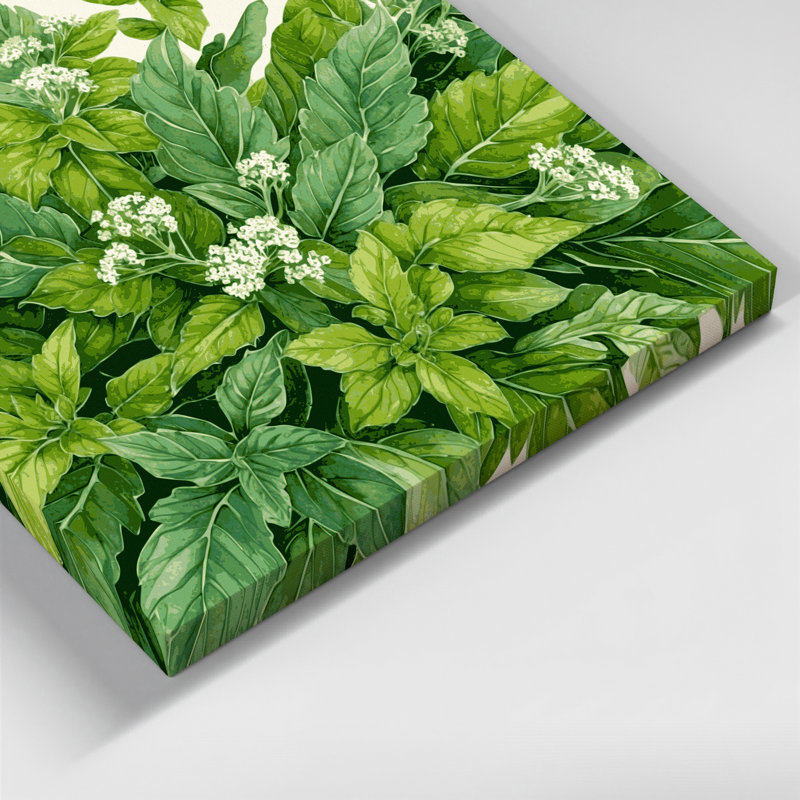 Art mural botanique sur toile vert Origan, H 12 po x l 12 po