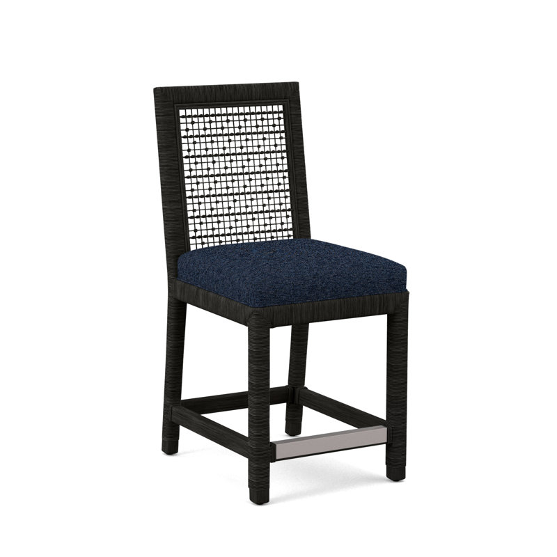 Tabouret de comptoir 24 po Scotia Glinda, Bleu marine de base; 0317-61, Noir antique