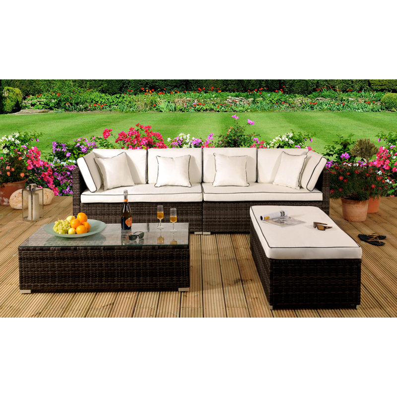 Marianna 8 Seater Rattan Corner Sofa Set, Chocolate