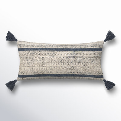 Zetta Tassels Cotton Lumbar Throw Pillow