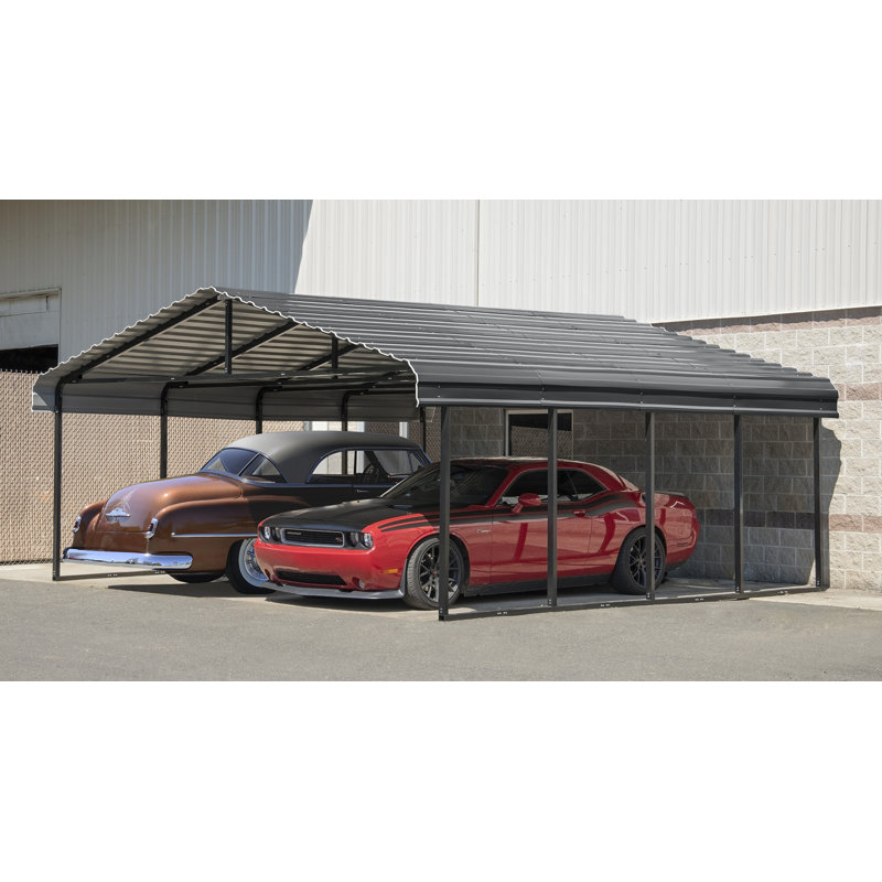 Galvanized Steel Carport, 20X20X7, Charcoal