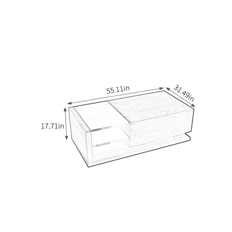 Table basse simple en bois massif au design rétro, H 17,71 po x L 55,11 po x l 31,49 po