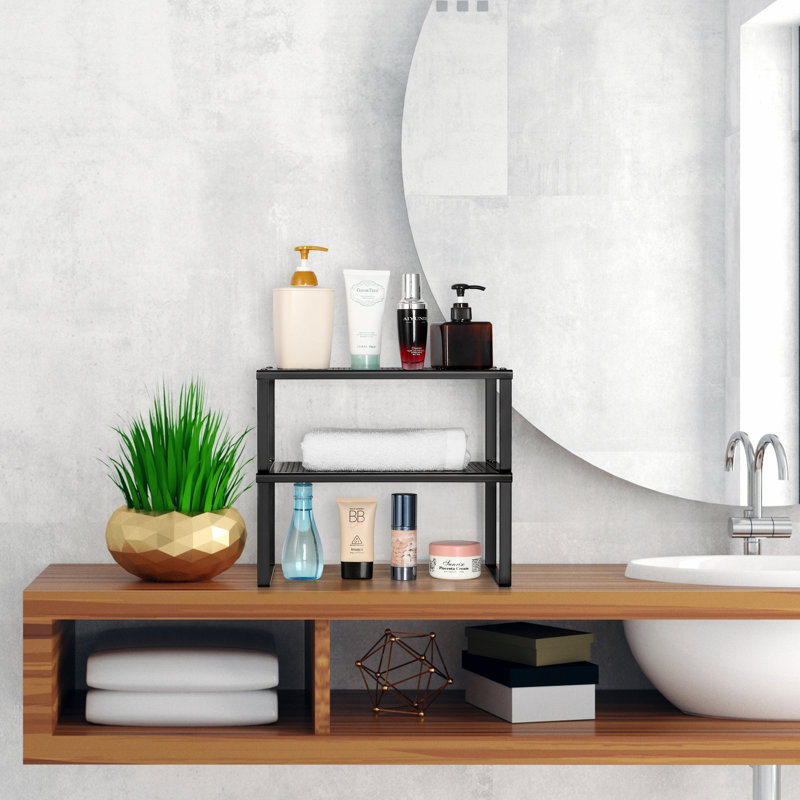 Organisateur de cuisine et de comptoir noir, extensible et empilable