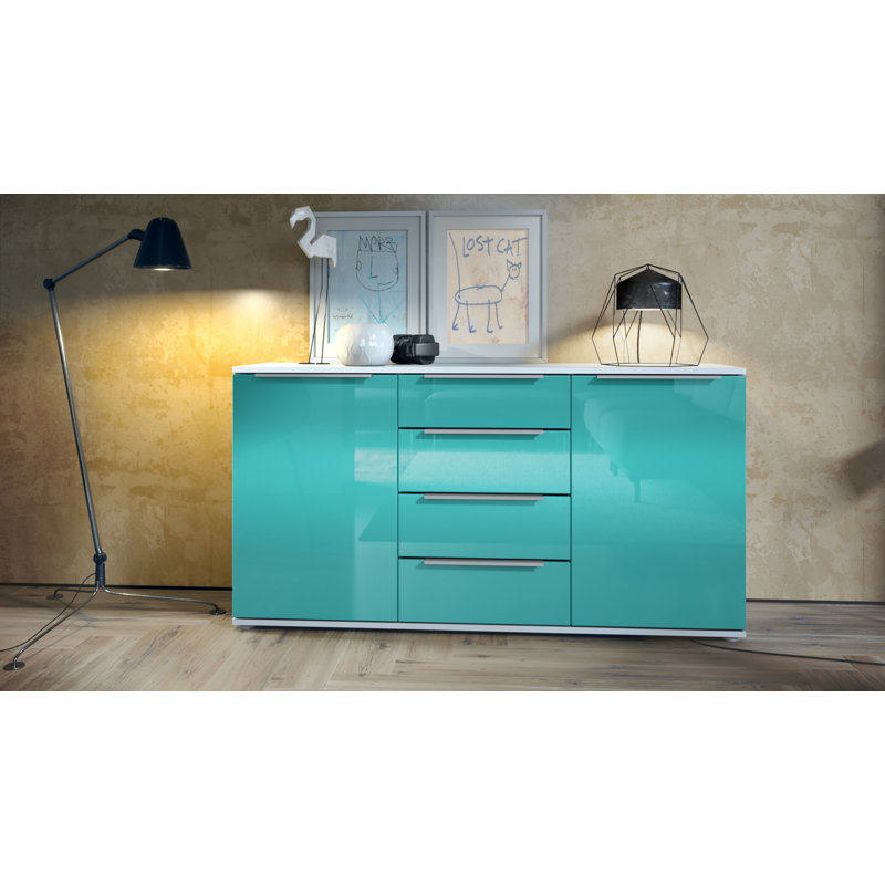 Adriannah Sideboard, High-Gloss Petrol
