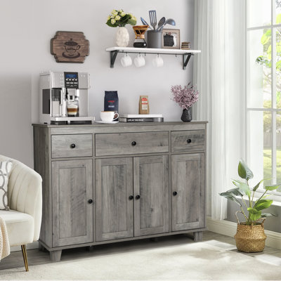Buffet 47,2 po avec 3 tiroirs et tablettes réglables Zekai