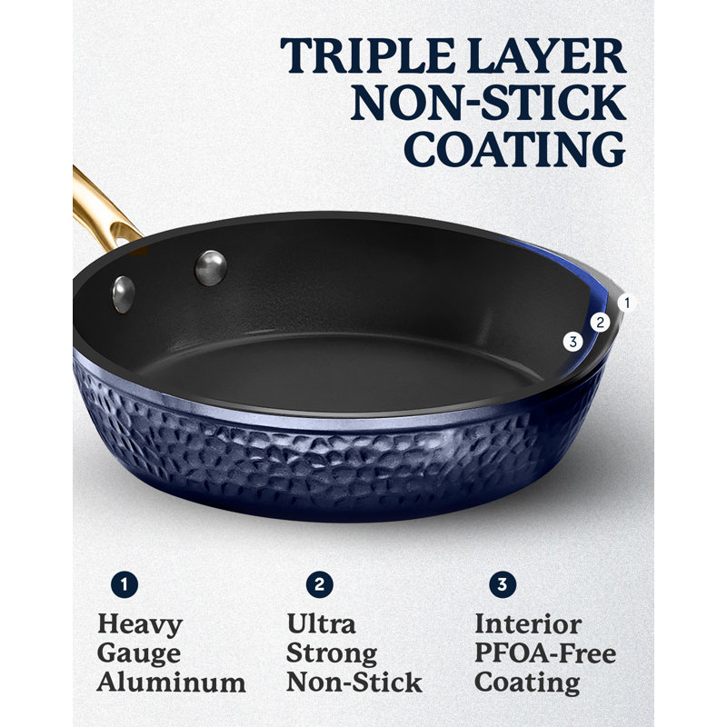 Granitestone Charleston Collection Hammered 8'' Navy Aluminum Nonstick Fry Pan, 8" W