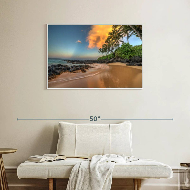 Secret Cove Sunrise, Floating Frame White, 31" X 21"