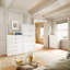 Grande commode à 5 tiroirs l 32 po, rangement en métal blanc pour la chambre à coucher et le salon