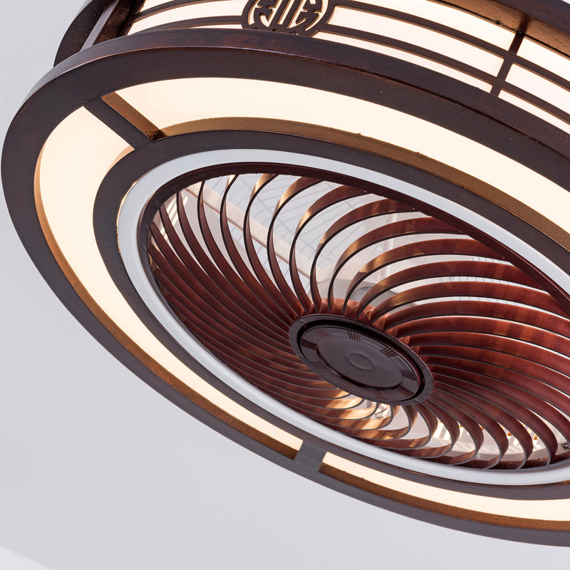 Ventilateur de plafond cage à 5 pales Evamae avec ensemble d'éclairage inclus, Brun-roux