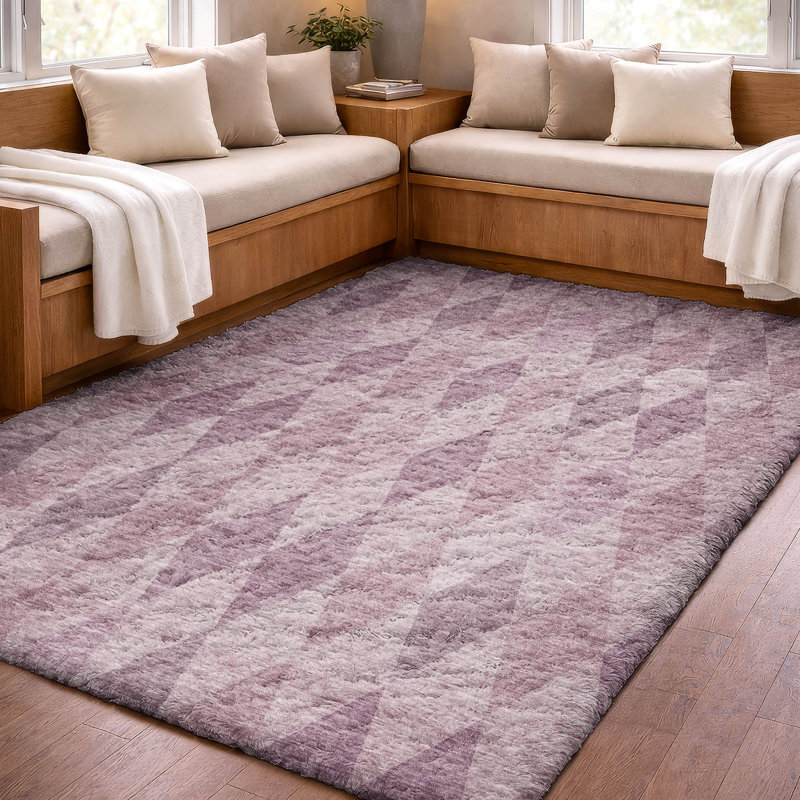 Tapis à poil long de qualité supérieure lavable à la machine ADS561, Rosé, 10 pi x 14 pi