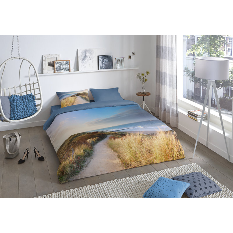 Good Morning Cotton Floral Duvet Cover with Pillowcases, 155 x 220 cm - 2 Pillowcases 80 x 80 cm