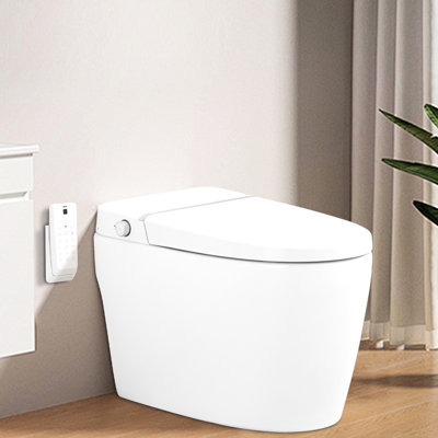 Bidet de toilette en céramique intelligent avec capteur de pied, siège chauffant, nuit, buse autonome, ralentisseur silencieux, buse autonettoyante à capteur à fermeture en douceur, chasse d'eau,