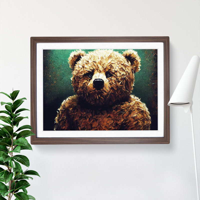 Glorious Teddy Bear - Single Picture Frame Print, 25cm H x 34cm W x 2cm D, Walnut