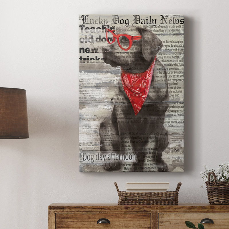 Chien chanceux - galerie Cavas sur mesure, H 18 po x l 12 po