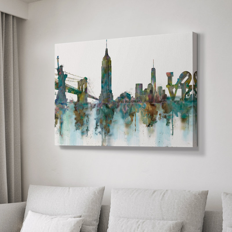 NY Skyline - galerie enveloppée Cavas, H 24 po x l 36 po