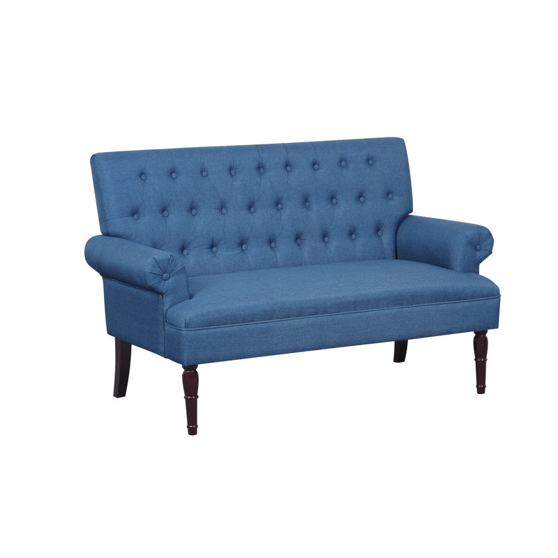 Claydon Upholstered 59'' Loveseat, Ocean Blue Linen