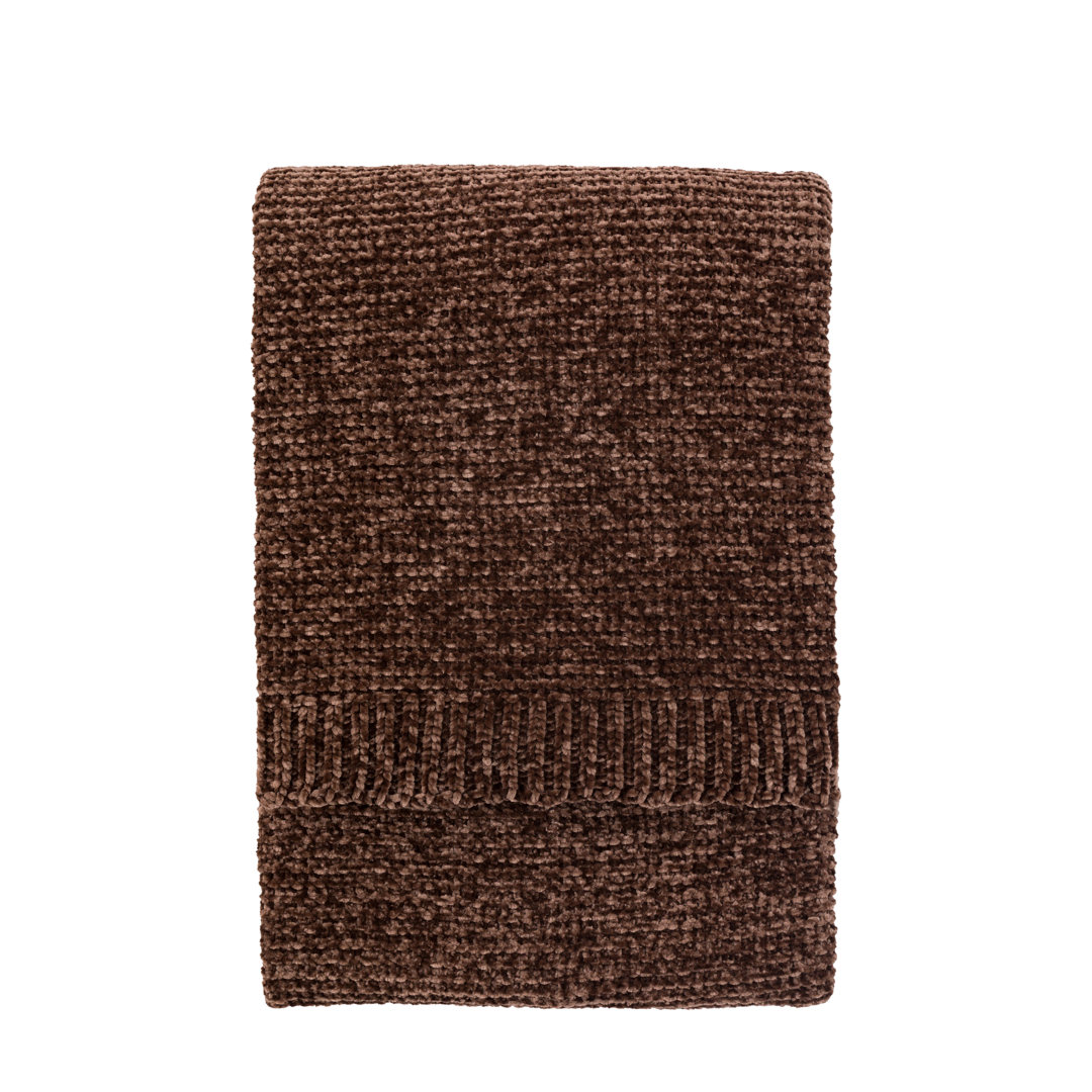 Crossland Grove - Chenille Throw - Chocolate - 130cm x 170cm - Image 2