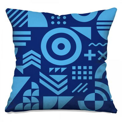 Blue Geometric Shapes Double Sided Throw Pillows