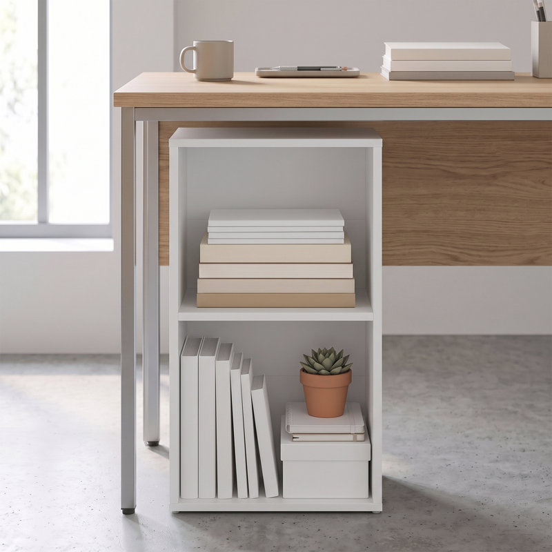 Bibliothèque à 2 niveaux, bibliothèque cubique, bibliothèque, pour salon, bureau personnel, salle à manger, Blanc