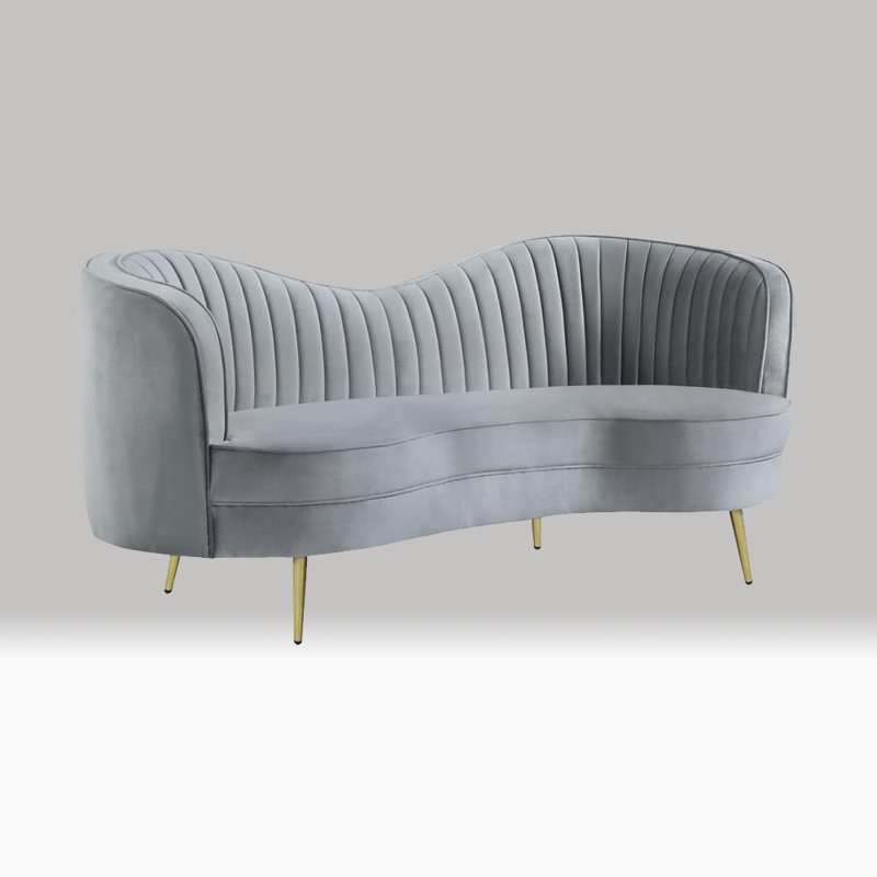 Canapé Westerham, Velours gris velours, H 33 po x l 74 po x P 36 po