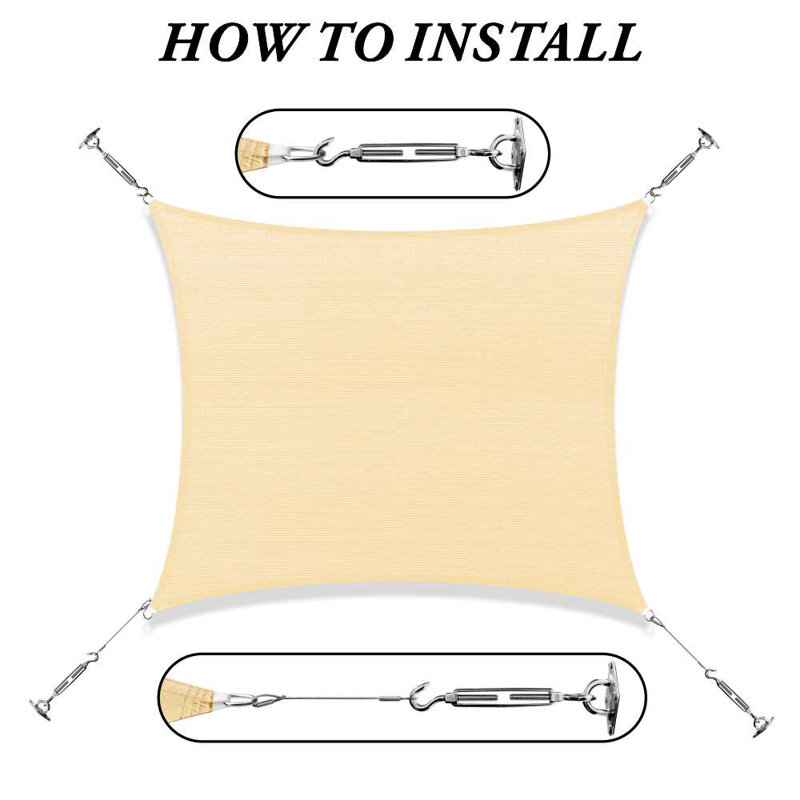 Beige 12' x 20' UV-Resistant HDPE Sun Shade Sail