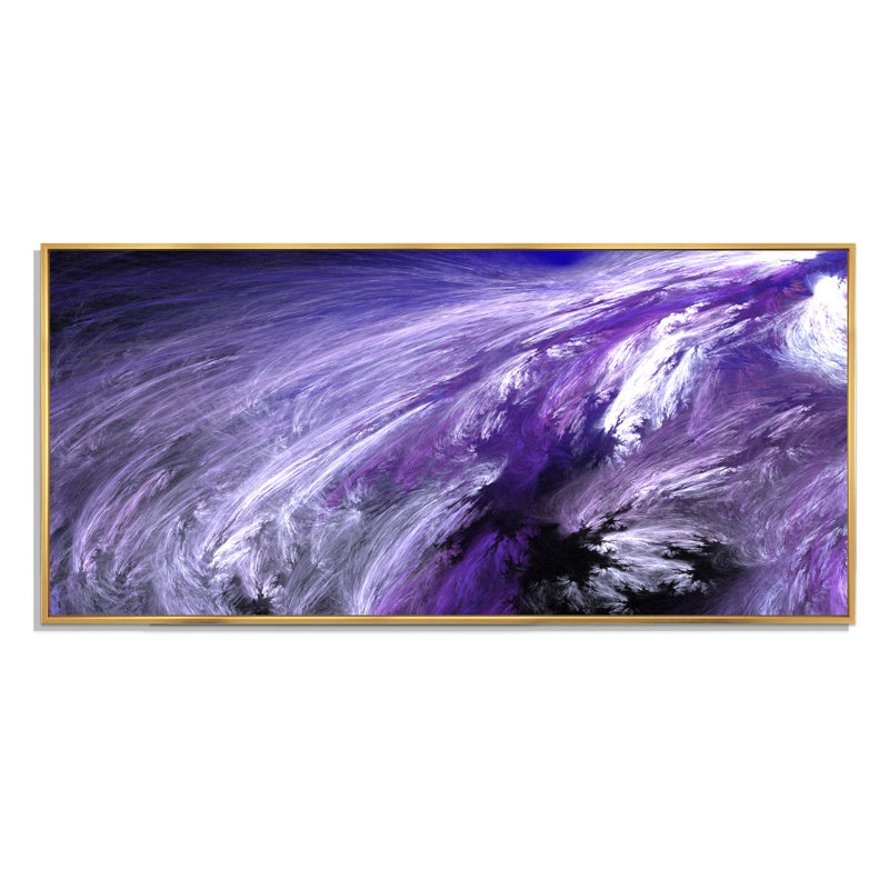 Galaxie mauve, tempête hivernale - Impression sur toile, Cadre doré, H 24 po x l 36 po x P 1 po