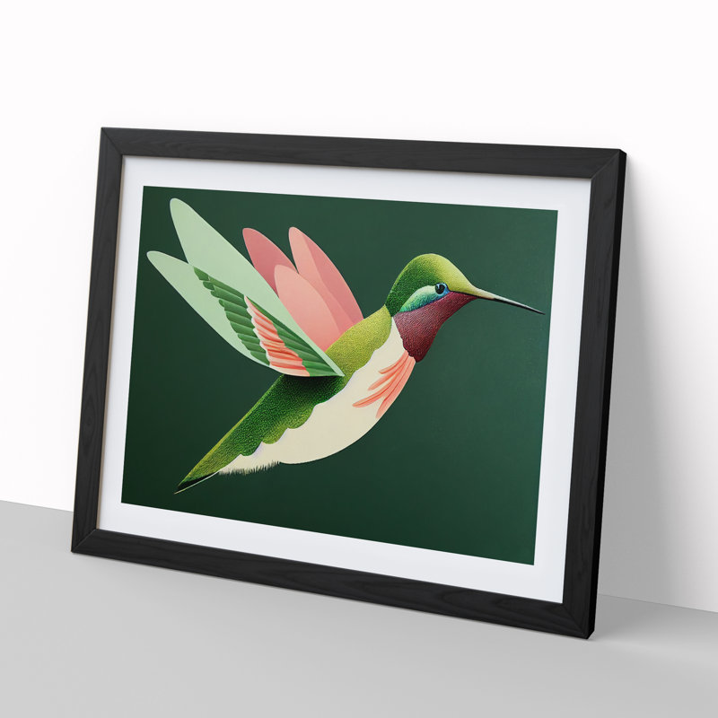 A Daring Hummingbird Abstract - Framed Print, 25cm H x 34cm W x 2cm D, Black