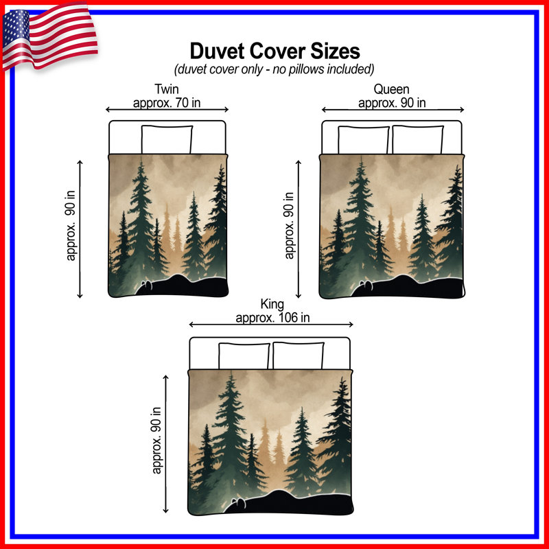 Bear In Forest Silhouette Duvet Covers, Queen
