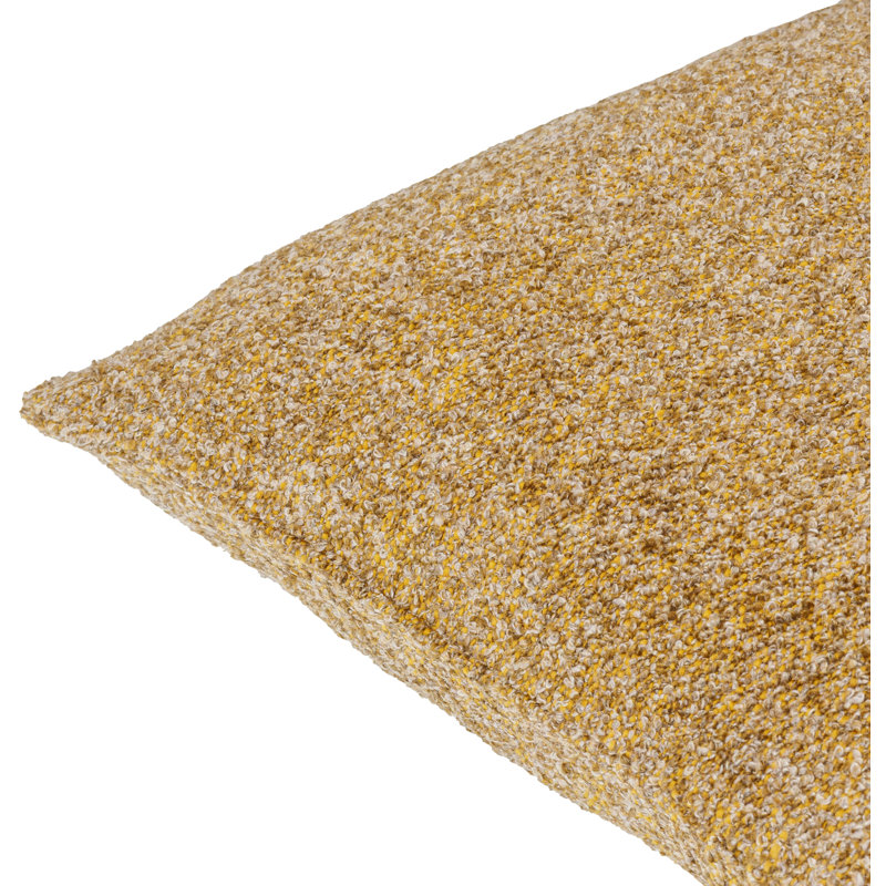 Jeté carré en mélange de coton Bobby, Housse de coussin seulement - sans coussin, 22 po x 22 po, Moutarde