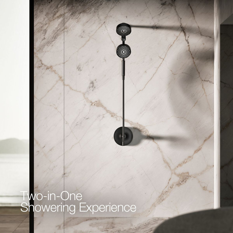 Kohler Purist® 2-In-1 Multifunction Shower Combo Kit, Showerhead and Handshower, Three Spray Settings, Matte Black