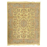 Hand Knotted Wool Area Rug in Gold And Light Green